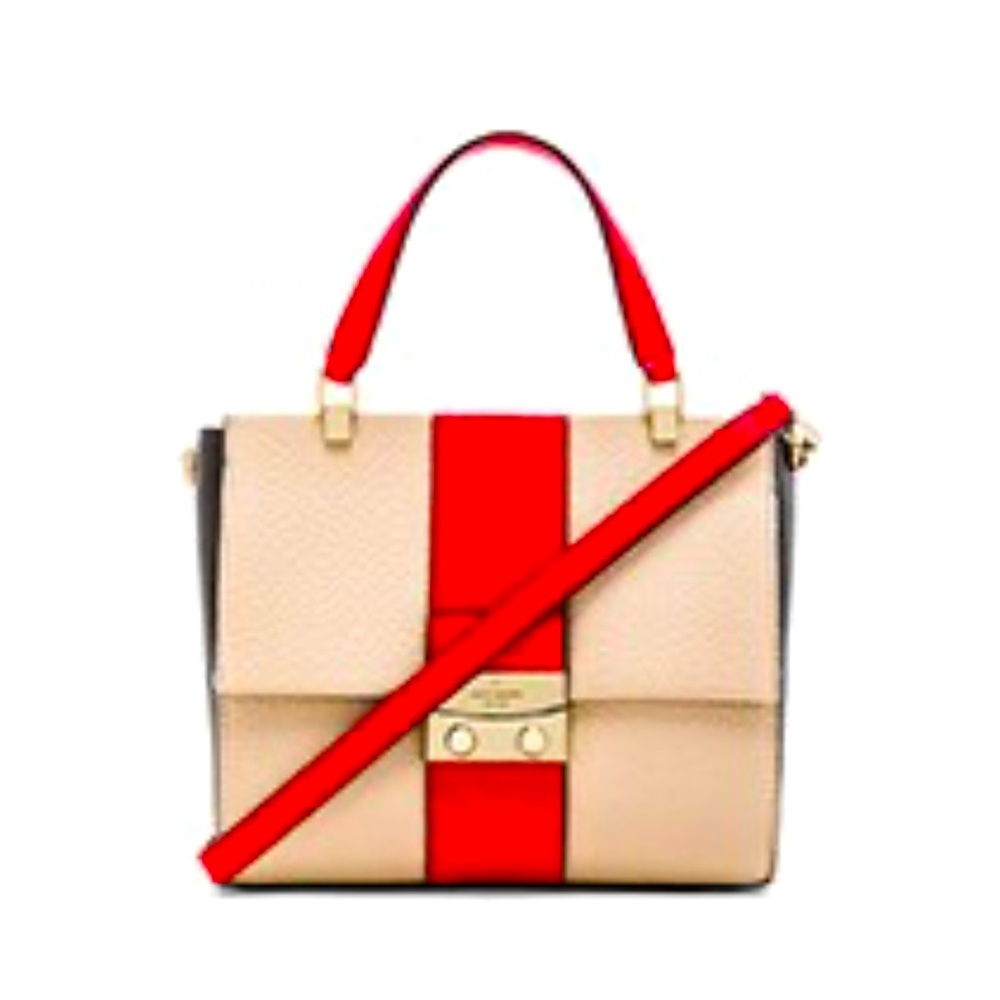 Kate Spade Bennett Crossbody Purse in Pebble, Black & Geranium